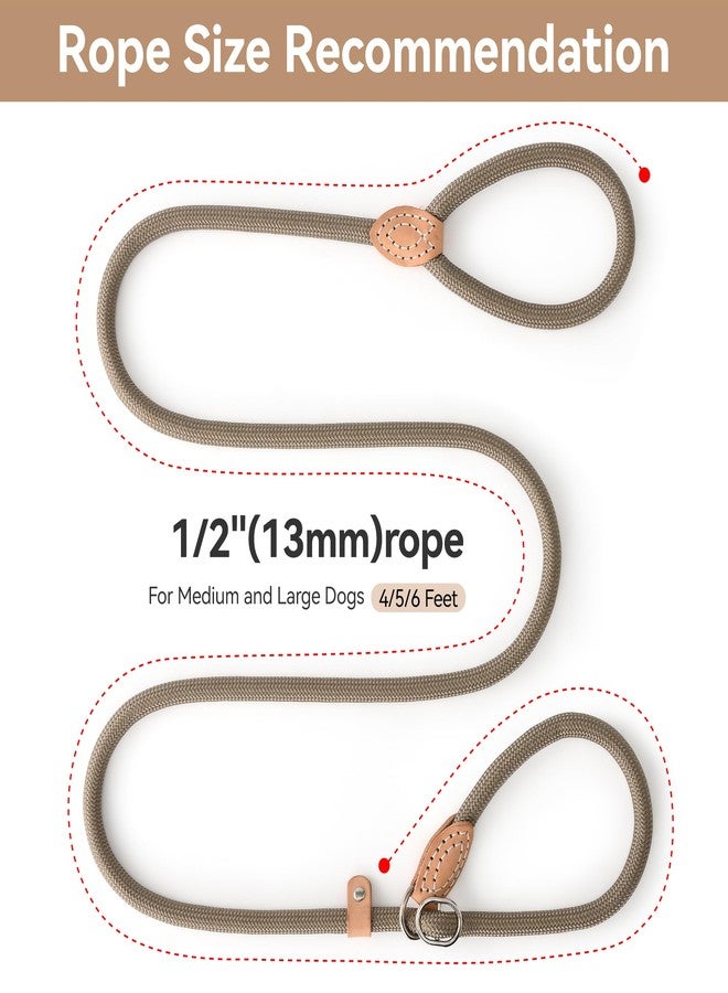 مايل هاي لايف طوق كلاب Mile High Life Slip Lead - متوفر بأطوال 4 أقدام، 5 أقدام، و6 أقدام، مصنوع من حبل متين لتدريب الكلاب على عدم الشد، طوق مضفر متين مع سدادة وطرف من الجلد للكلاب المتوسطة والكبيرة. - Image 5